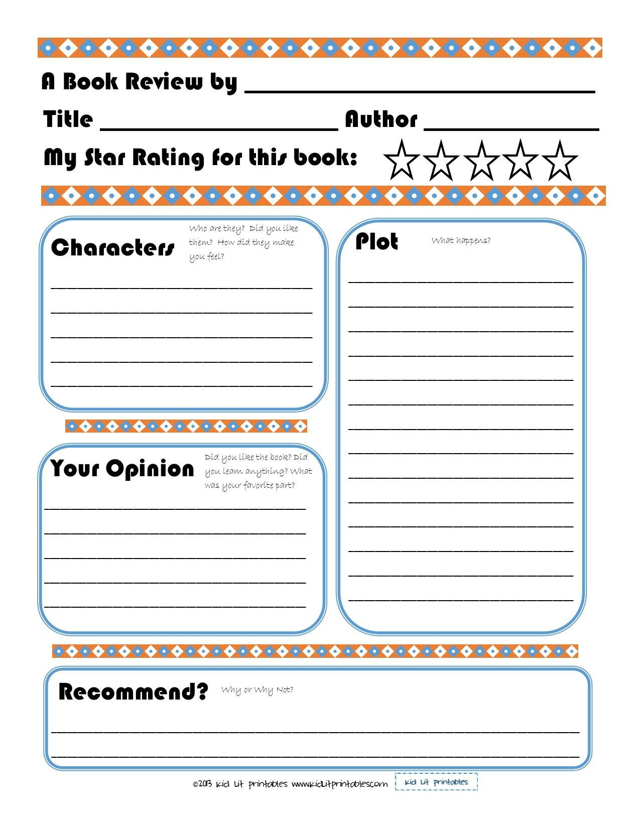 Book Report Worksheet Printable Book Report Template Middle 