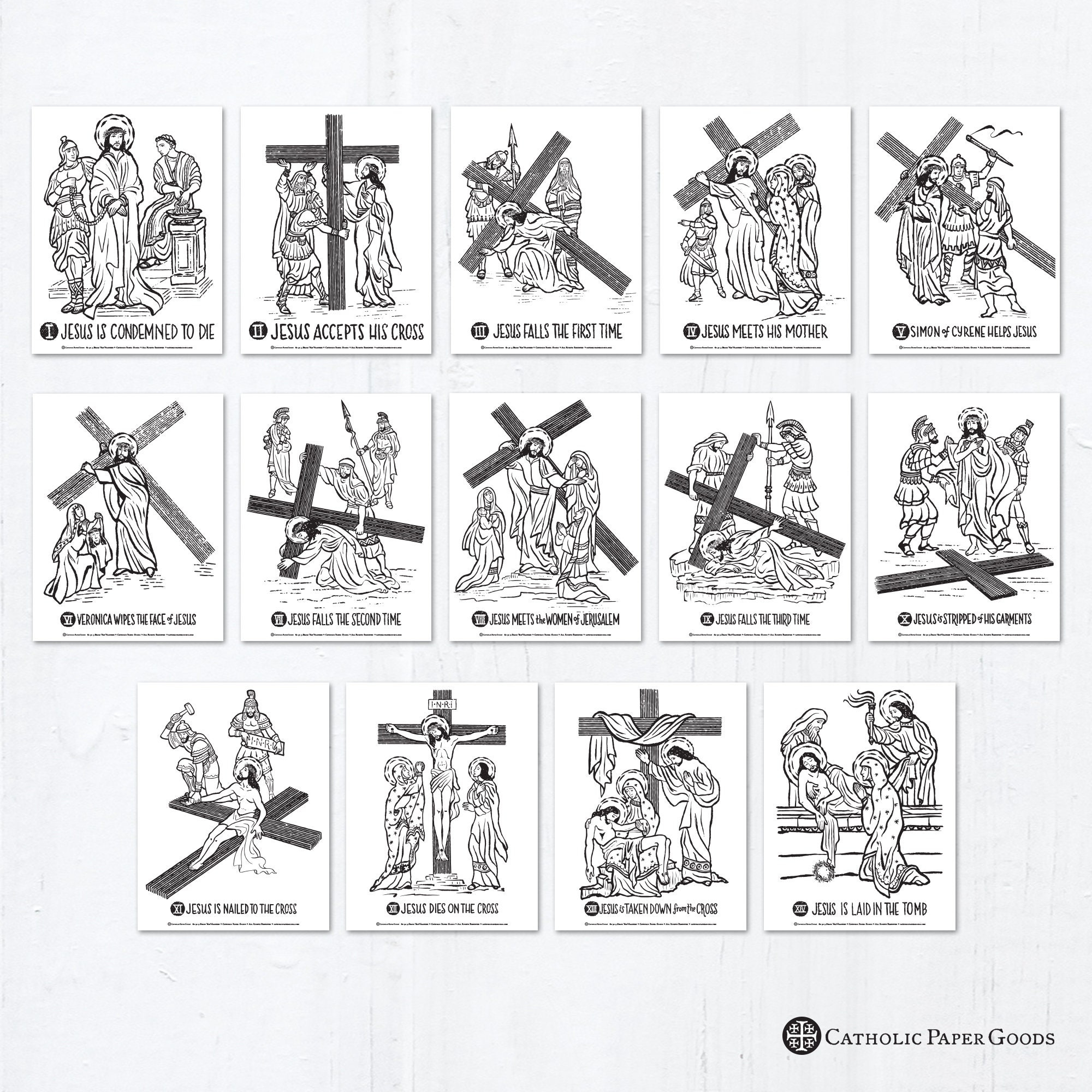 Catholic Coloring Pages Stations Of The Cross Bundle Of 14 Lent 