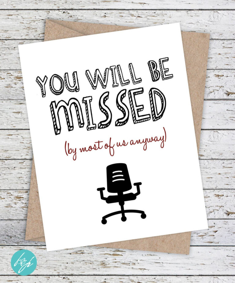 Coworker Card Funny Miss You Card Good Luck Card Funny Goodbye Card