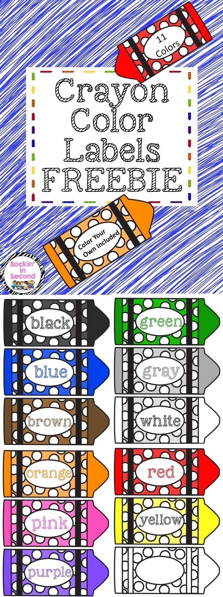 Crayon Color Labels Freebie Printouts Kindergarten Colors