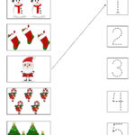 Cute Little Christmas Counting Matching And Tracing Worksheet