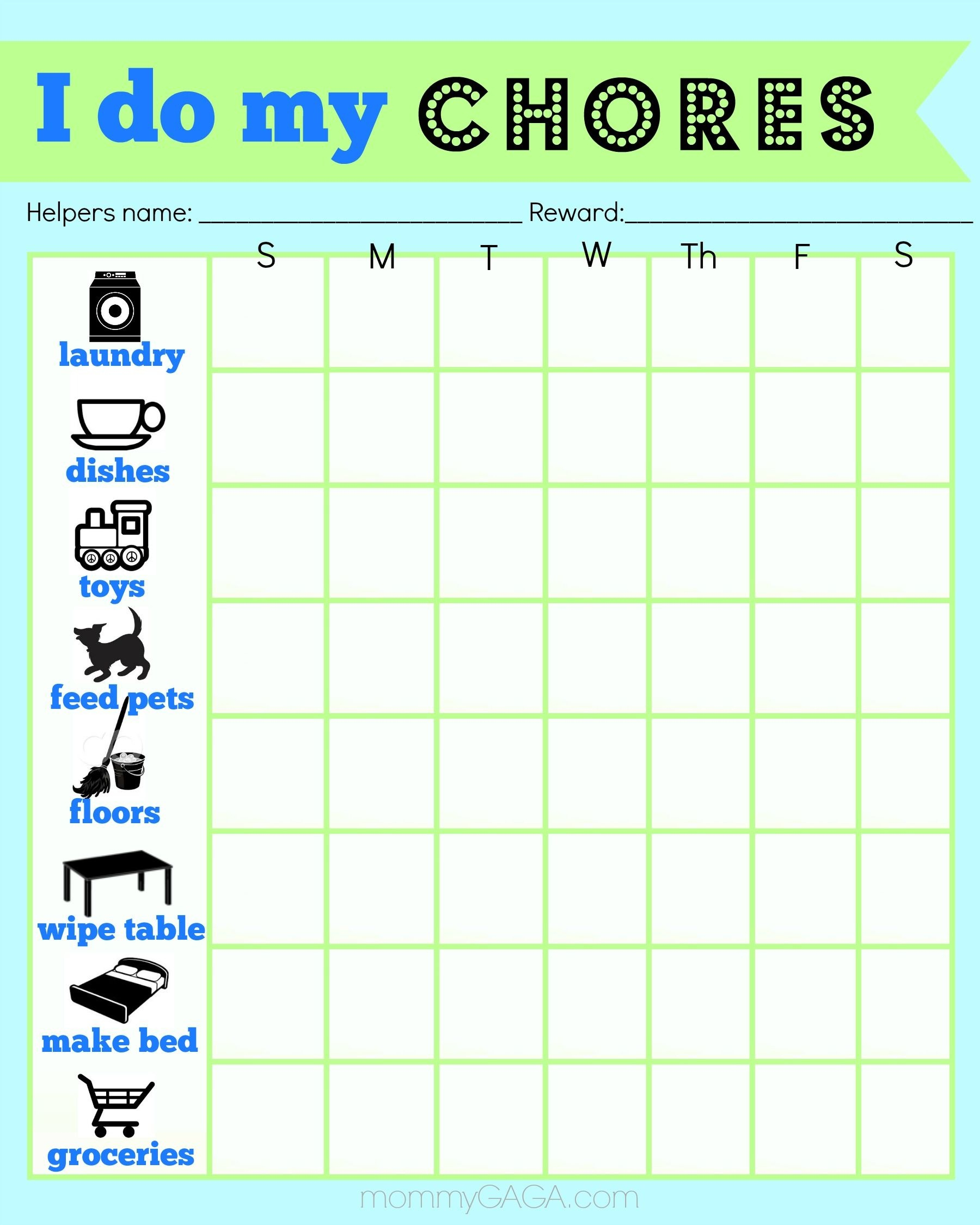 Daily Responsibilities Chart For Kids Free Printable To Help Free 