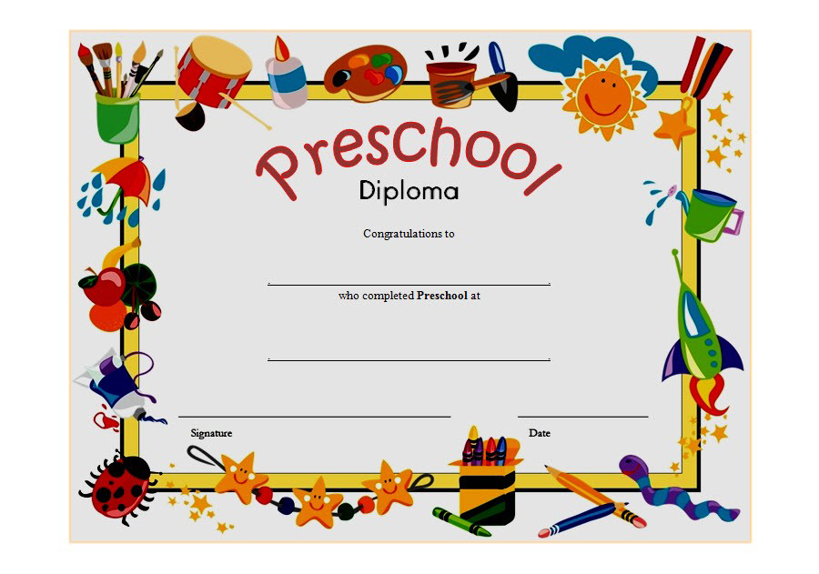 Diploma Certificate For Preschool FREE Printable 3 In 2020 Graduation 