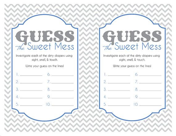 Dirty Diaper Baby Shower Game Template Baby Food Guessing Game 
