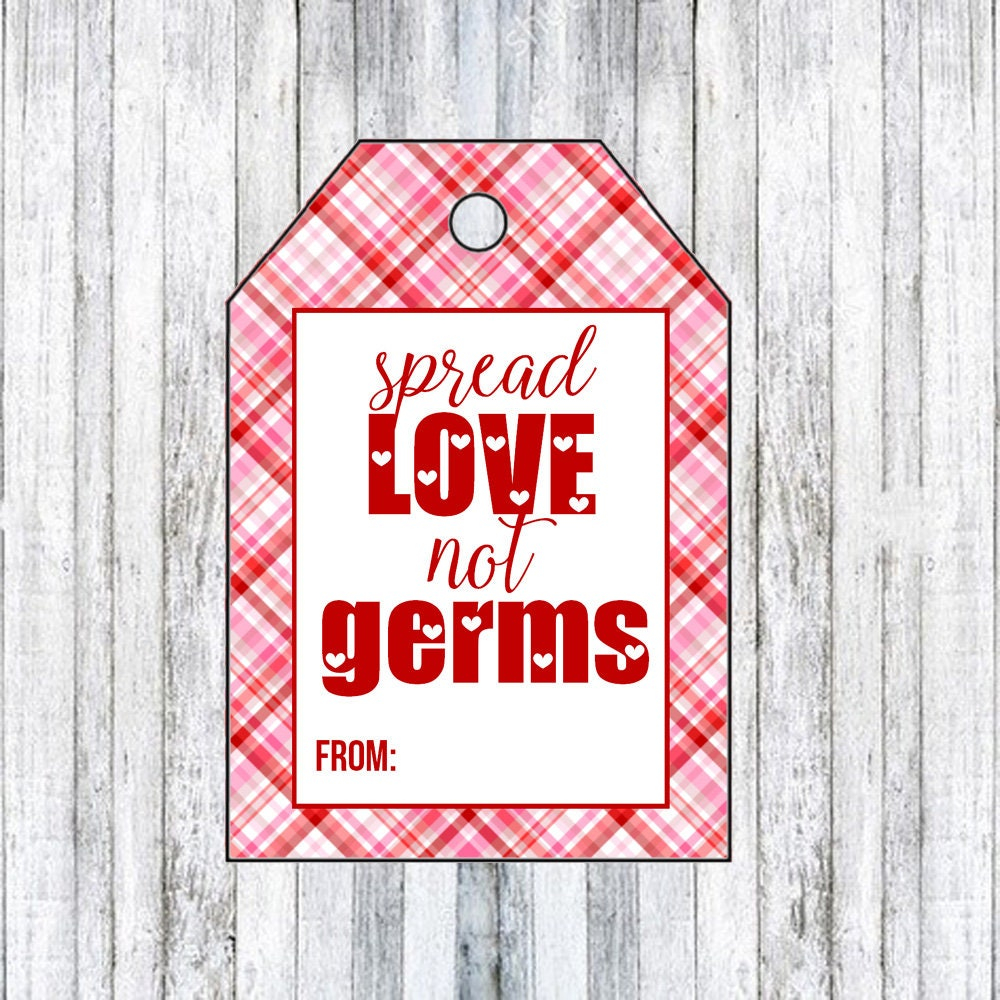 DIY PRINTABLE Tags Spread Love Not Germs Printable Valentines Day 