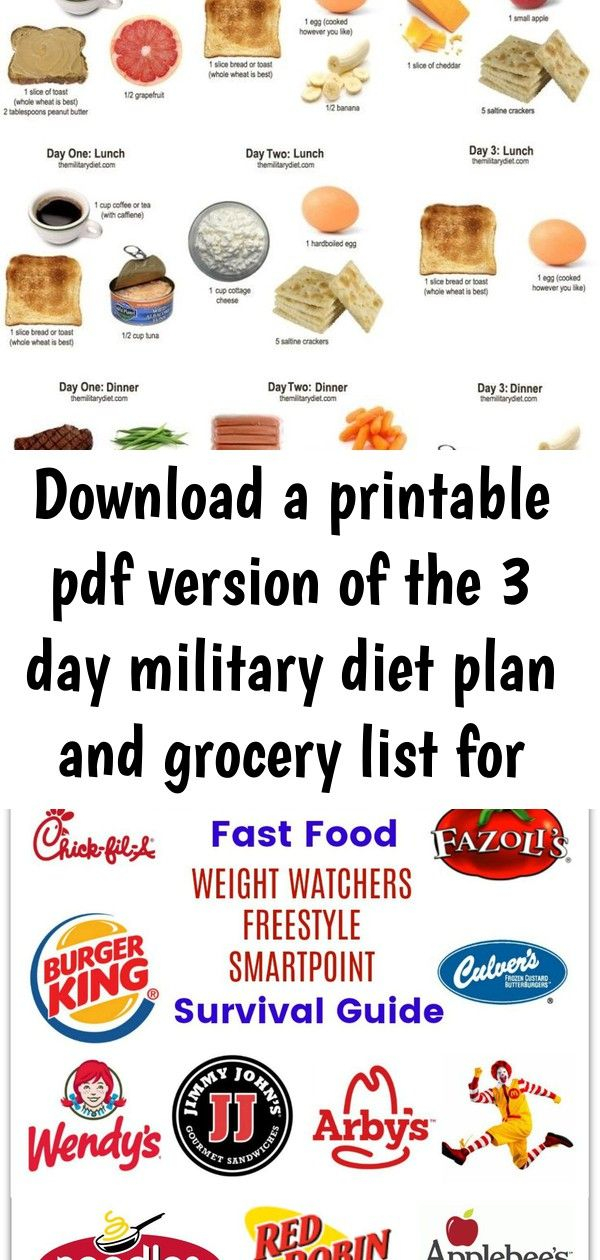Download A Printable Pdf Version Of The 3 Day Military Diet Plan And 