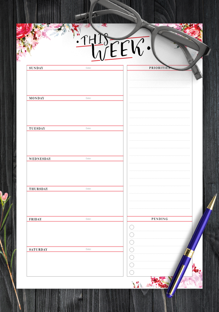 Download Printable Weekly Planner With Priorities PDF