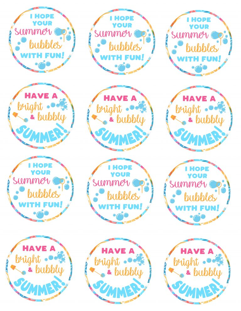End Of School Year Summertime Bubble Gift Idea For Kids Free 