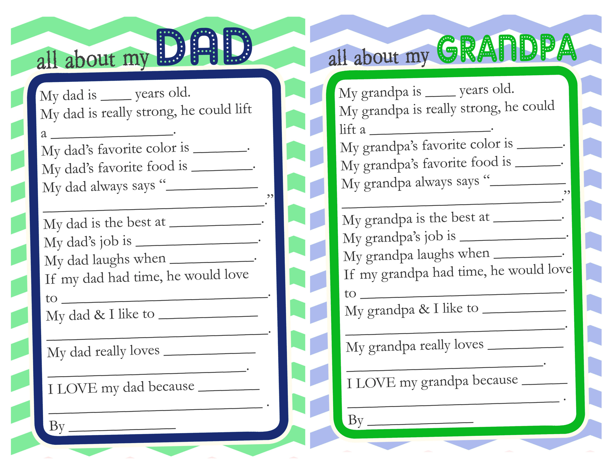 Father s Day Questionnaire Free Printable The Crafting Chicks
