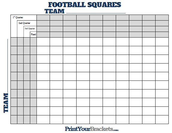 Football Squares With Quarter Lines Printable Version