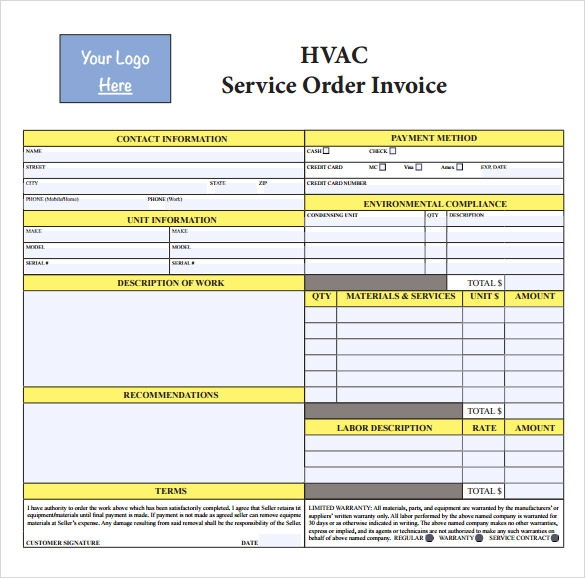 FREE 13 Sample HVAC Invoice Templates In PDF MS Word