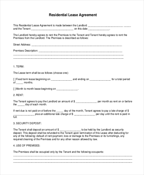 FREE 9 Sample Printable Lease Agreement Forms In PDF MS Word