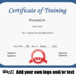 Free Certificate Of Training Template Customizable