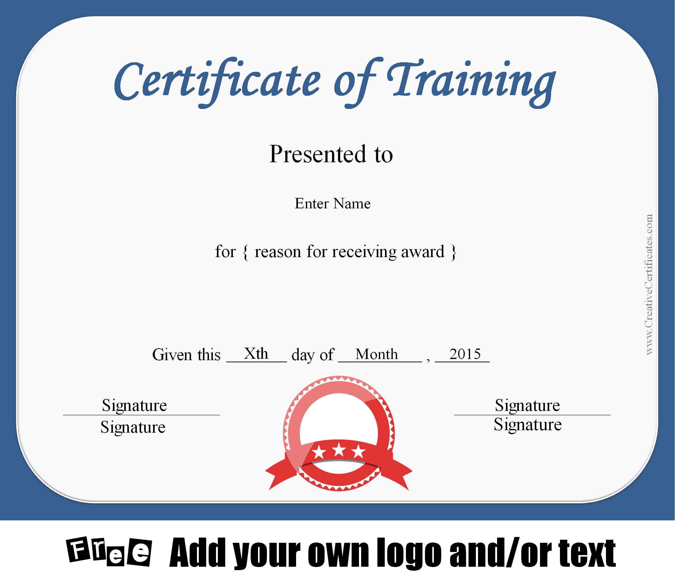 Free Certificate Of Training Template Customizable