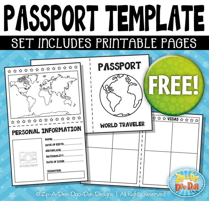 FREE Passport Booklet Template Set Includes 3 Page Templates