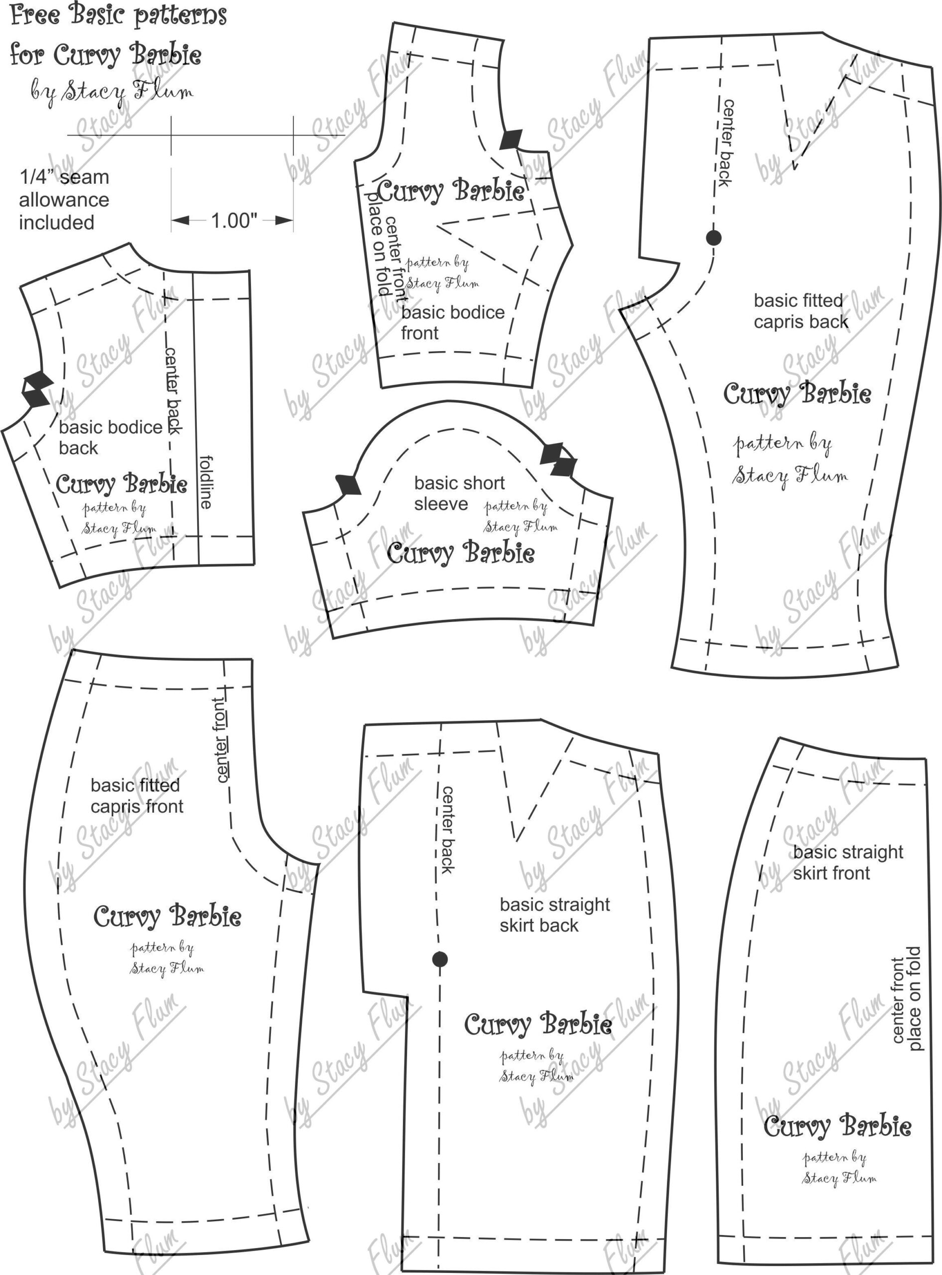Free Pattern For Curvy Barbie Barbie Doll Clothing Patterns Doll 