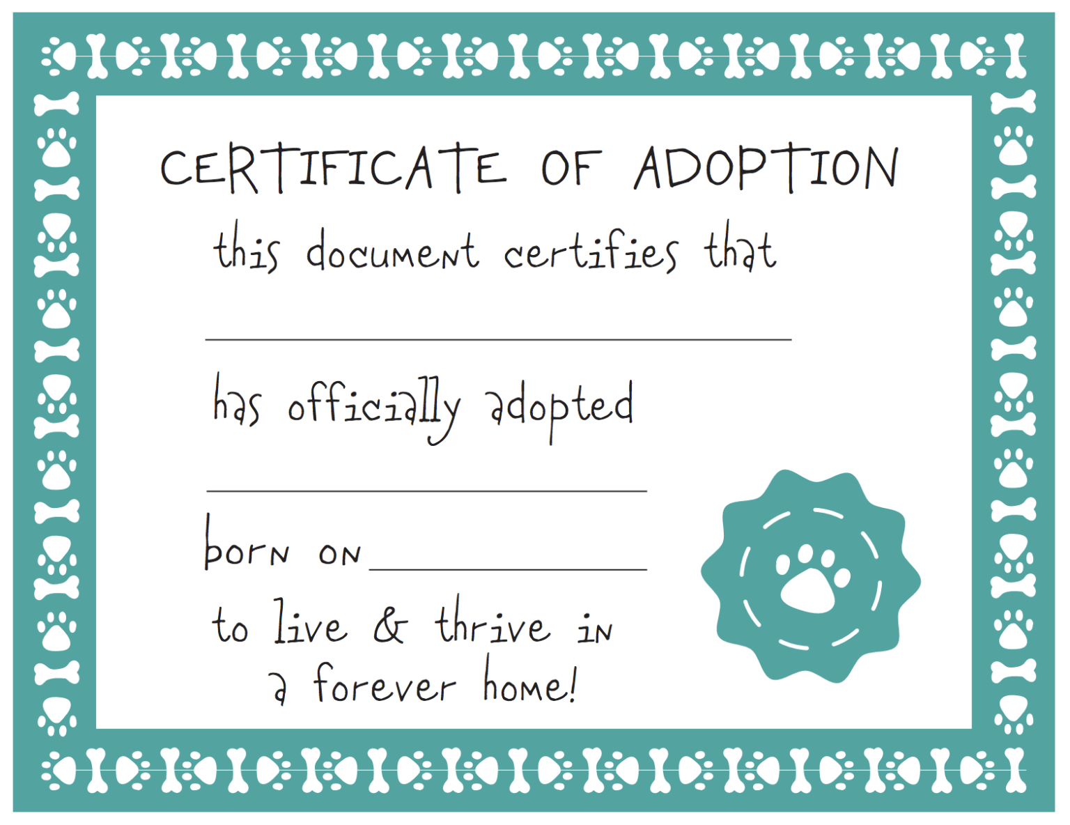 Free Printable Adoption Certificate Calep midnightpig co With Regard