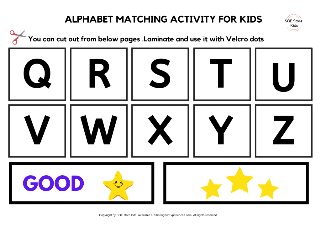 Free Printable Alphabet Matching Worksheets For Toddlers Upper Case 