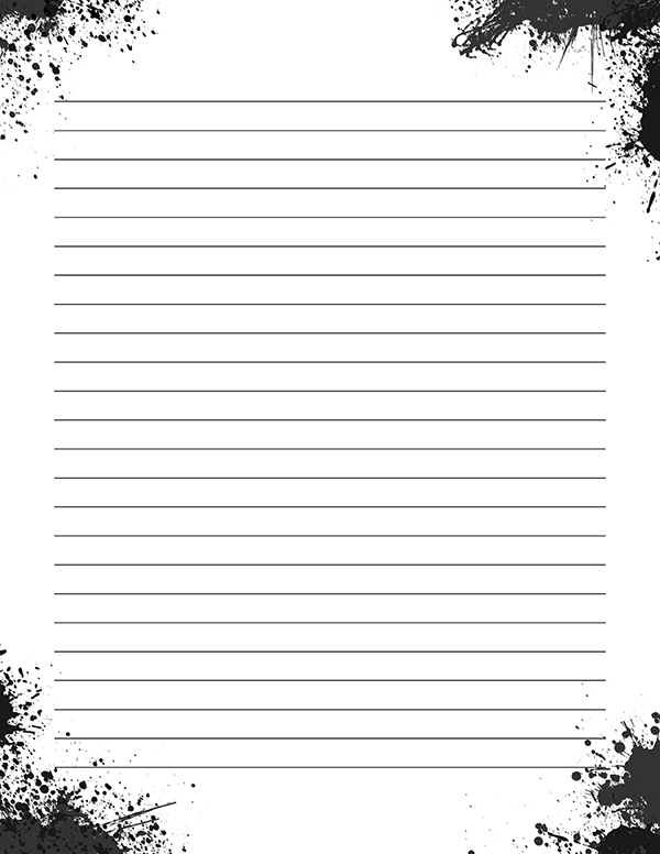 Free Printable Black And White Paint Splatter Stationery In JPG And PDF