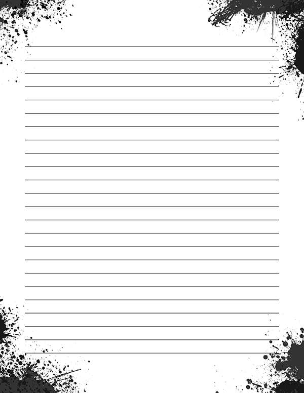 Free Printable Black And White Paint Splatter Stationery In JPG And PDF 