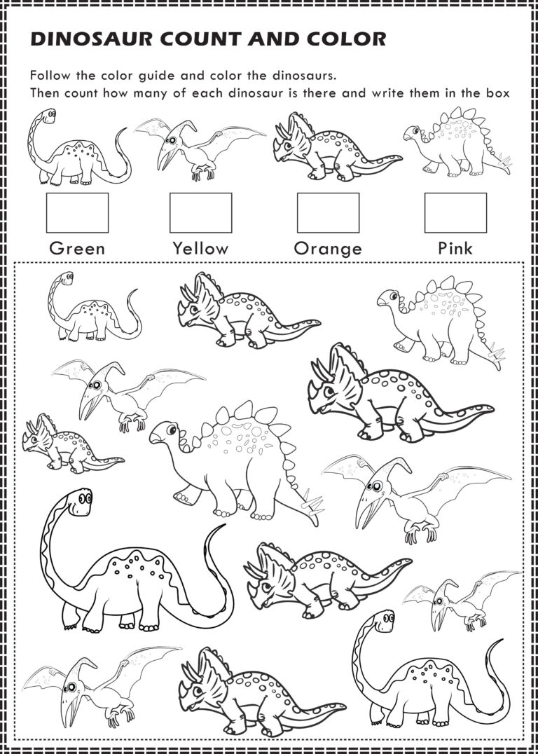 Free Printable Dinosaurs I Spy Count And Color Activity Page For Kids It s Pam Del