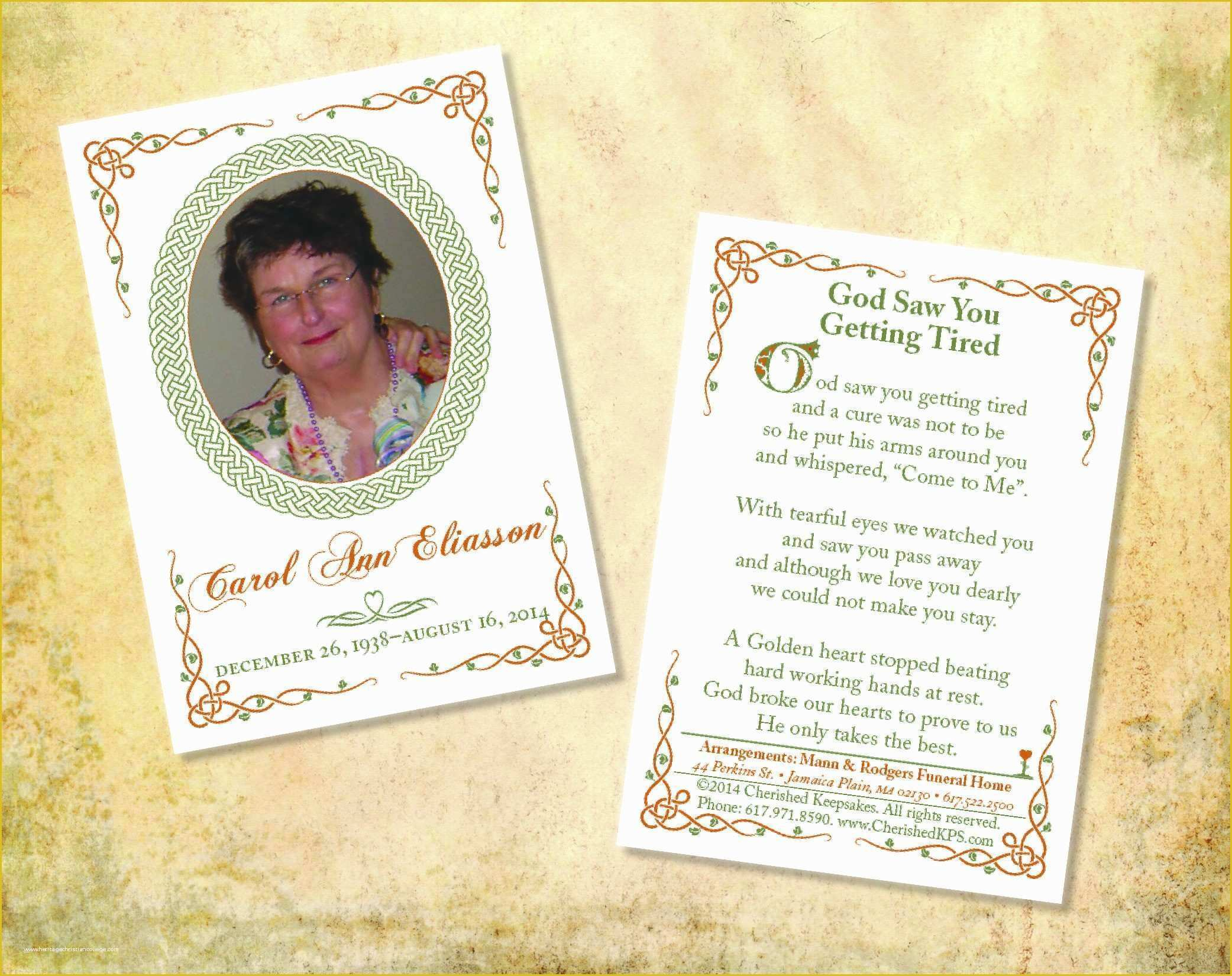 Free Printable Funeral Prayer Card Template Of Memorial Service Program 