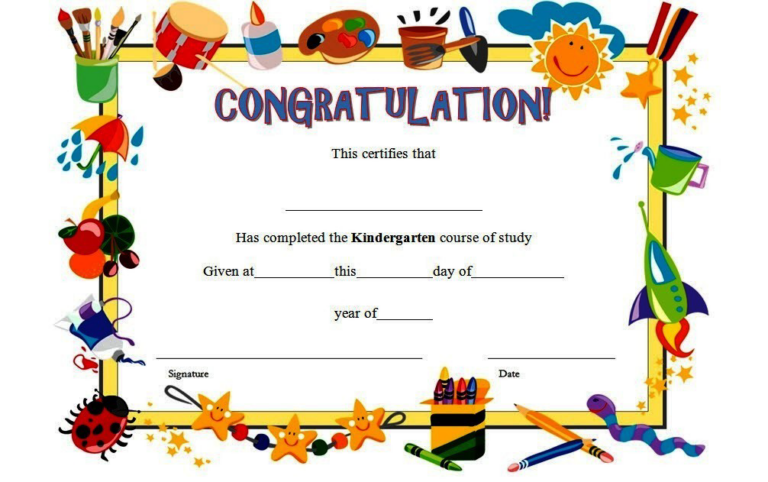 FREE Printable Kindergarten Diploma Certificate 8 Dengan Gambar