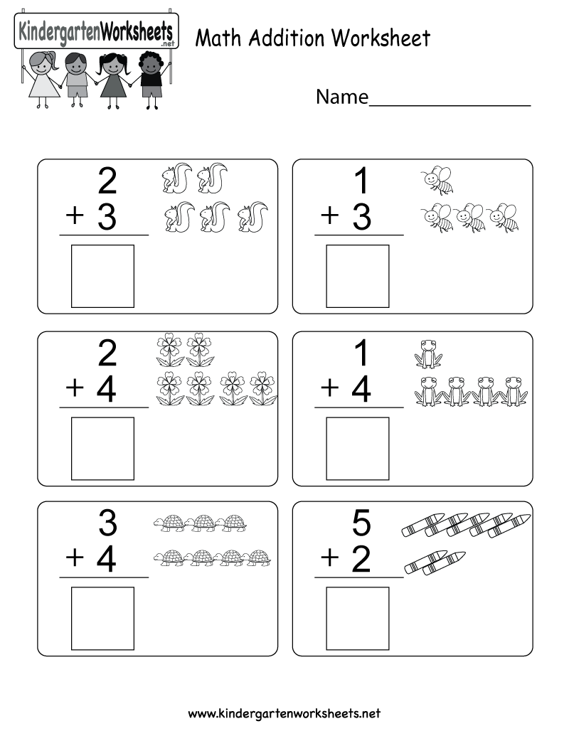 Free Printable Math Addition Worksheet For Kindergarten