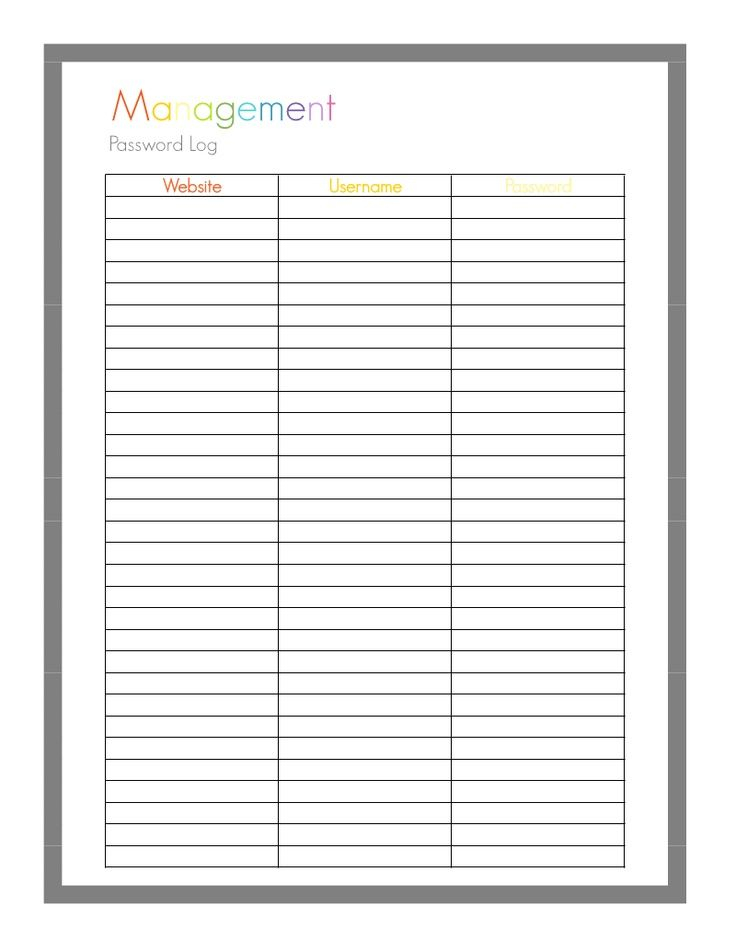 Free Printable Password Log Family Planner Printables