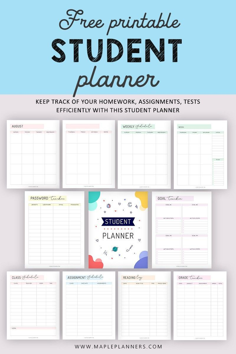 Free Printable Student Planner Keep Track Of School Activities In 