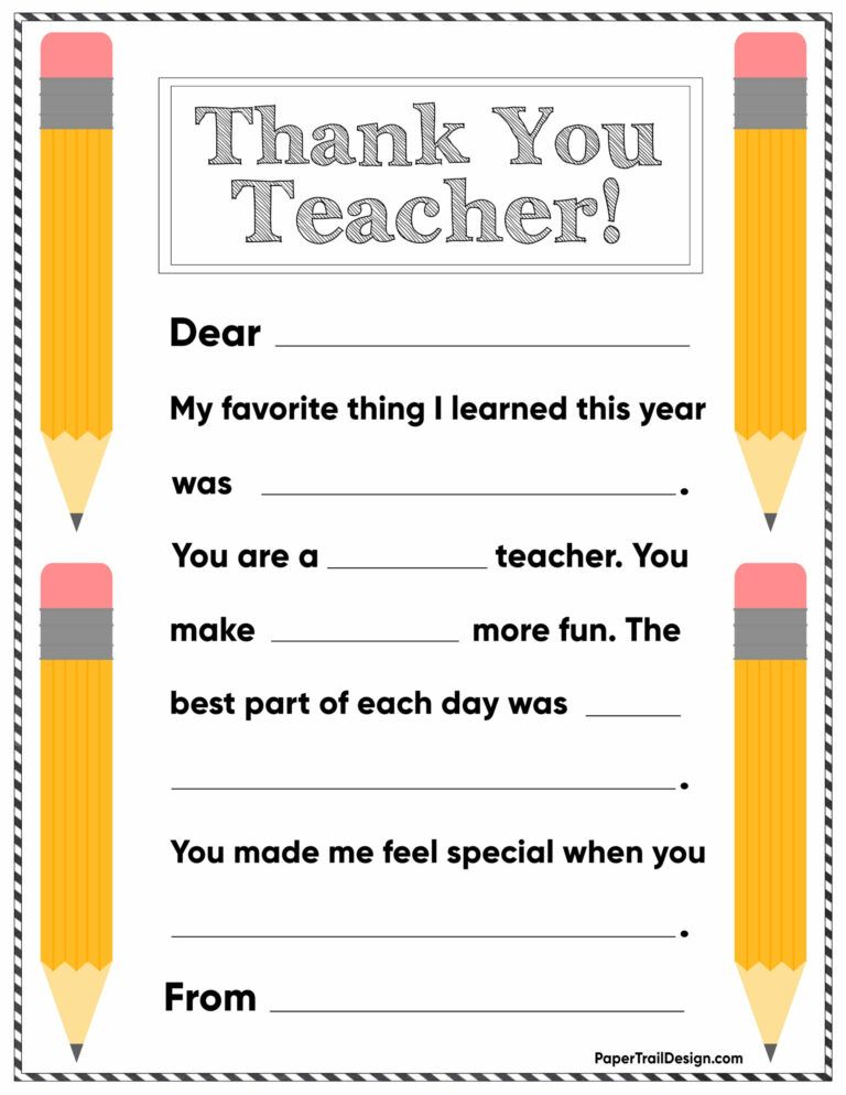 Free Printable Thank You Card Teacher Paper Trail Design Teacher 