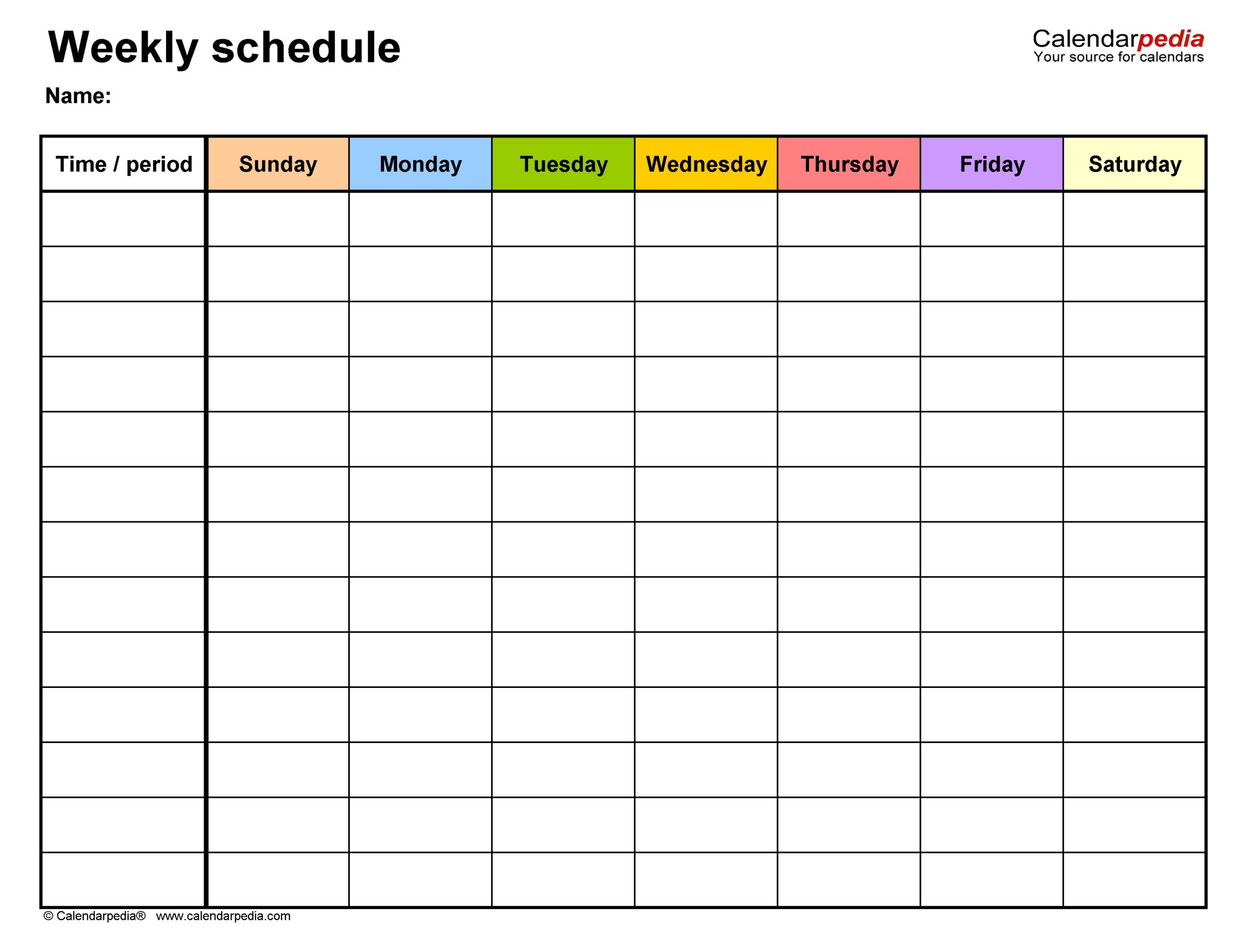 Free Printable Weekly School Schedule With Time Slots Calendar 