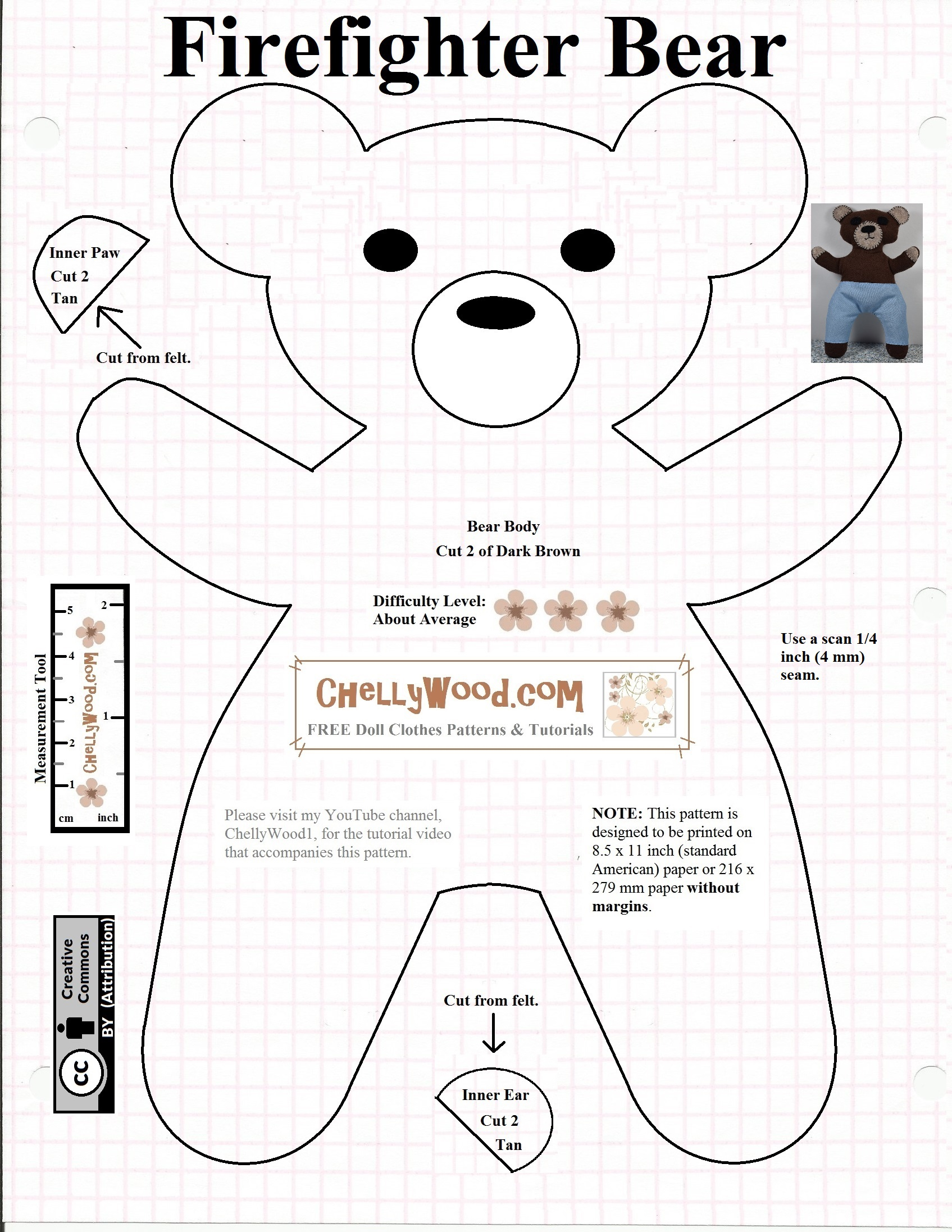 Free teddybear plush toy Pattern ChellyWood Free Doll 