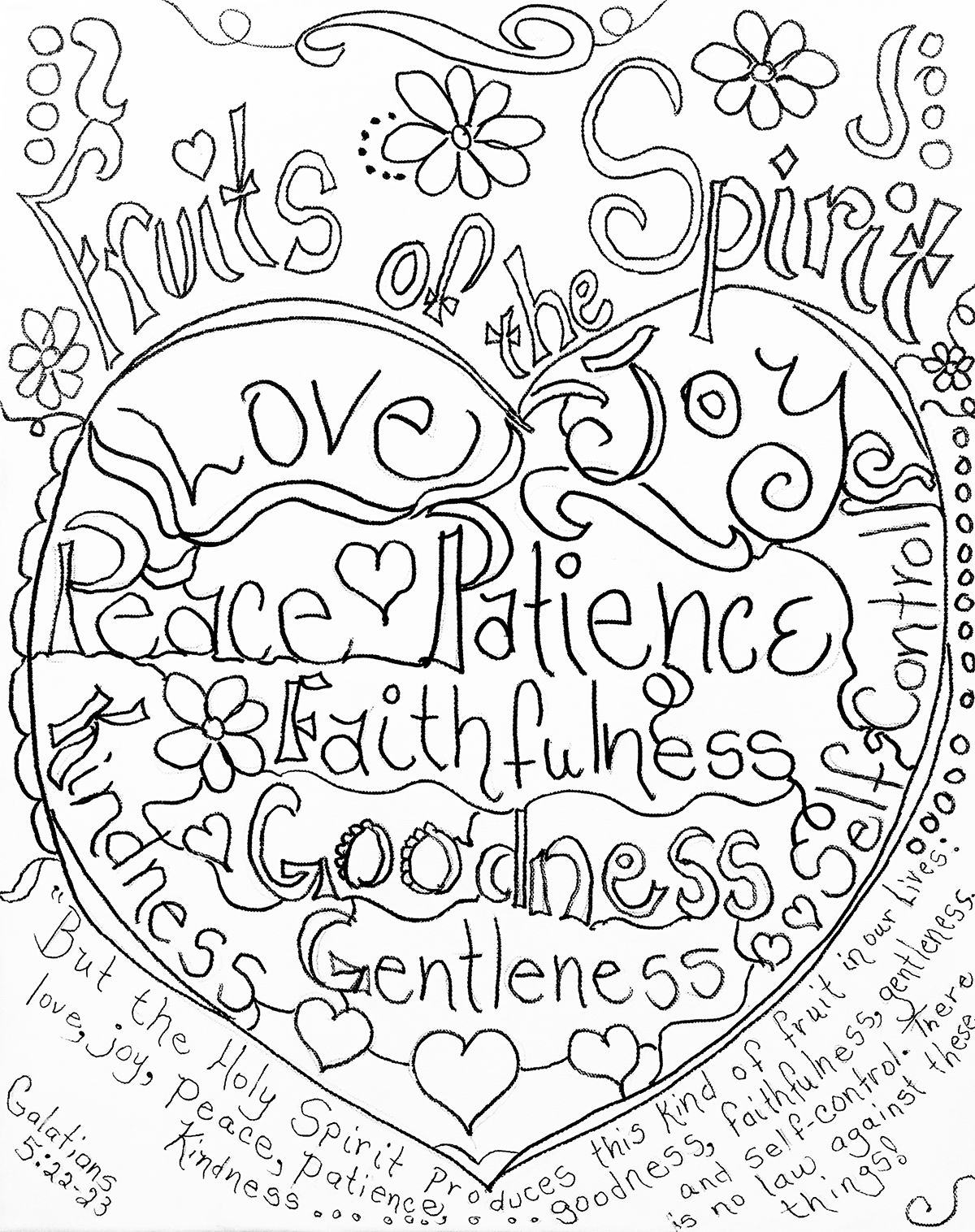 Fruits Of The Spirit Coloring Page By Carolyn Altman Galatians 5 22 33 