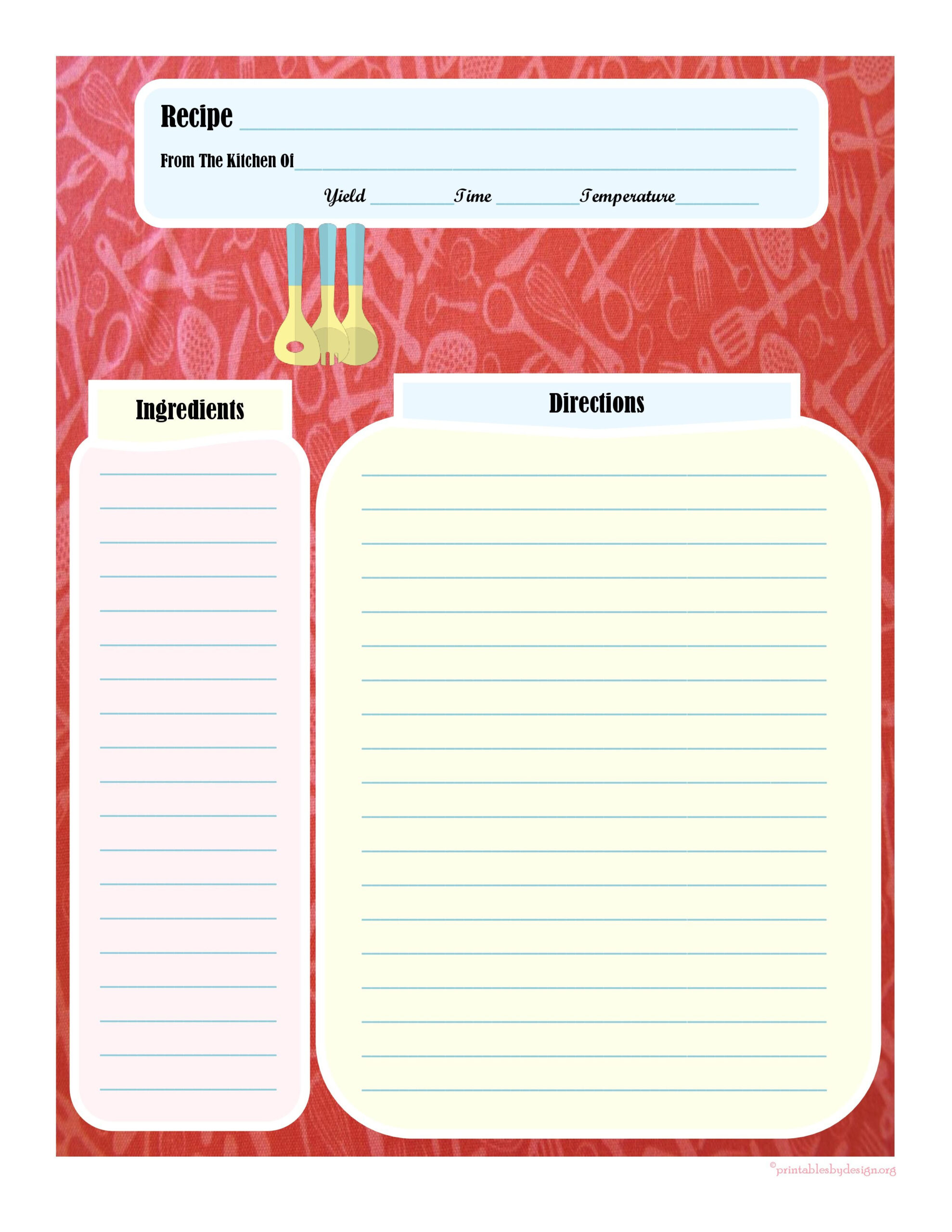 Full Page Recipe Card Recipe Book Templates Printable Recipe Cards 