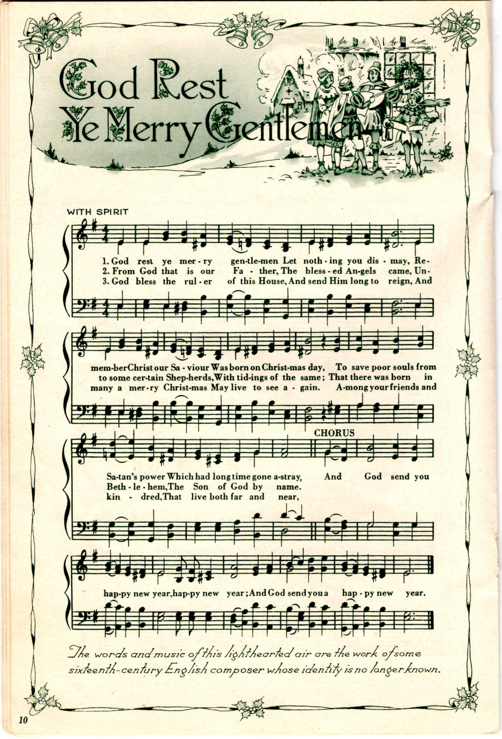 God Rest Ye Merry Gentlemen Vintage Christmas Carol Song Sheet 