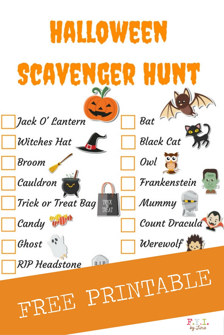 Halloween Scavenger Hunt Free Printable FYI By Tina