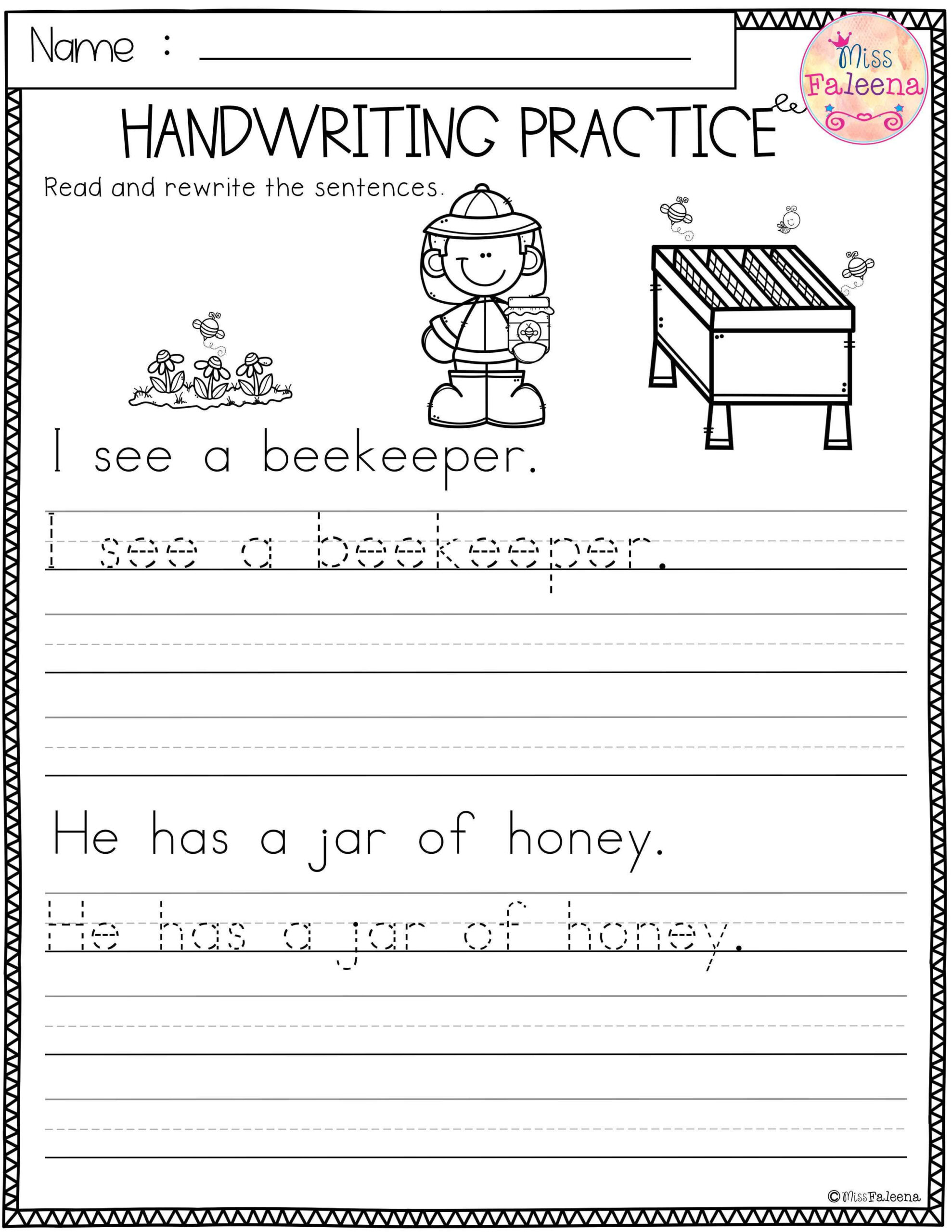 Handwriting Worksheet First Grade Kind Worksheets