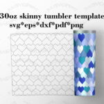 Hearts 30 Oz Skinny Tumbler Template Tangram Pattern Svg 1270967