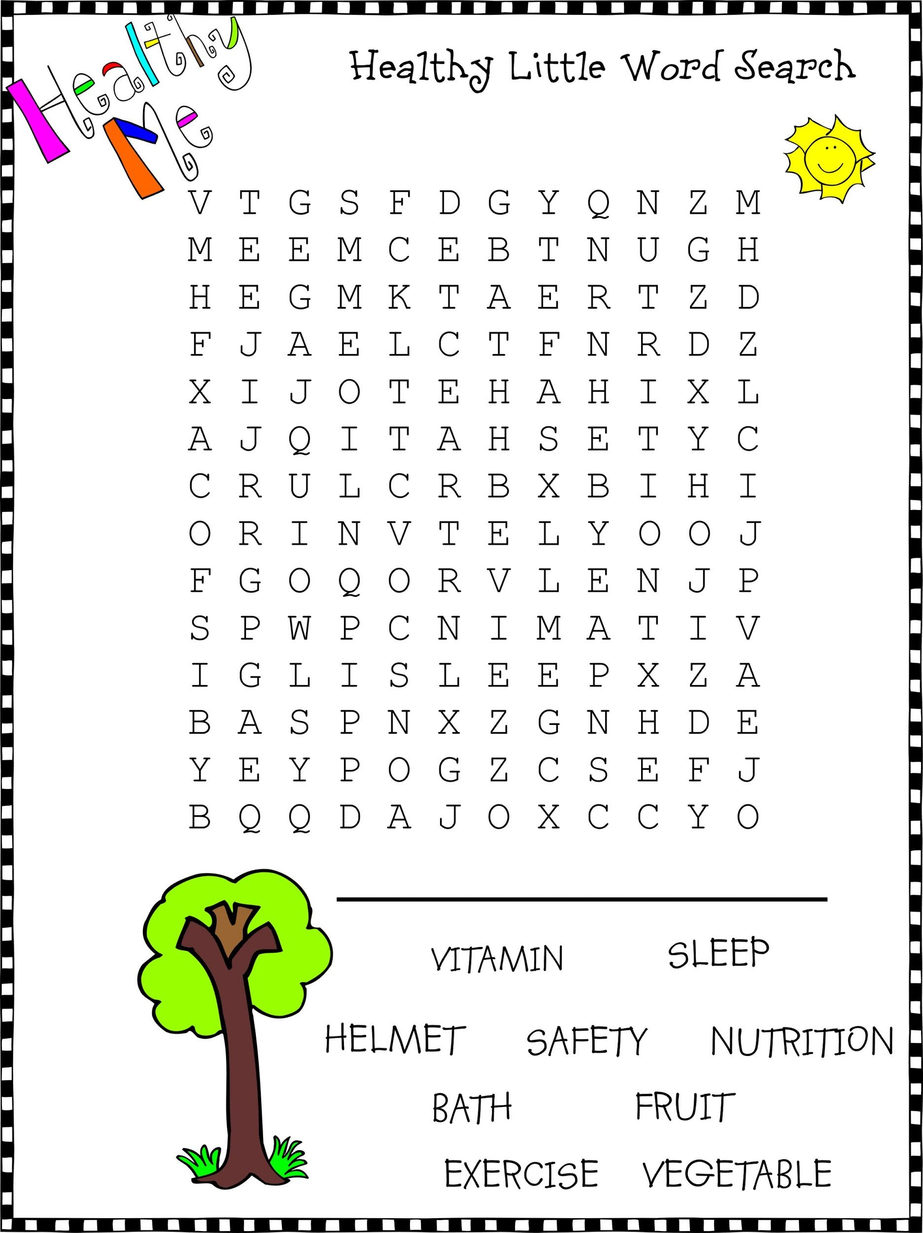 Kid Word Search Puzzles Healthy K5 Worksheets Kids Word Search