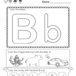 Letter B Coloring Worksheet Free Kindergarten English Worksheet For Kids