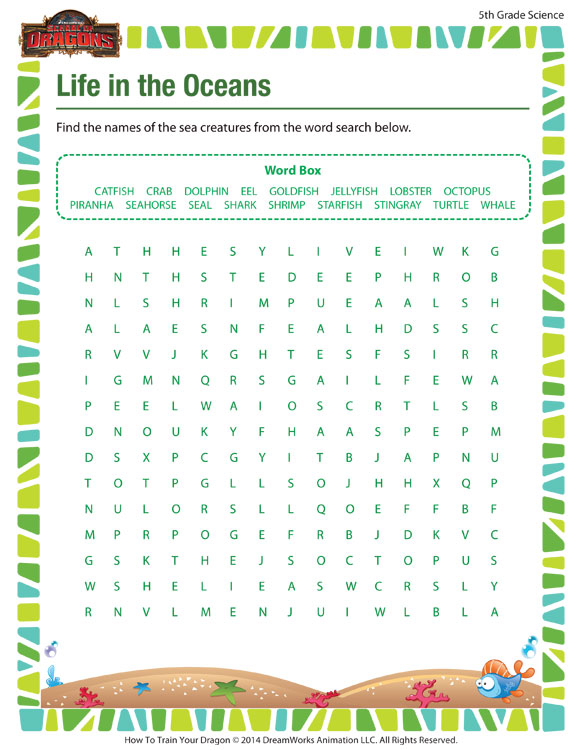 Life In The Oceans Printable Science Worksheet 5th Grade SoD