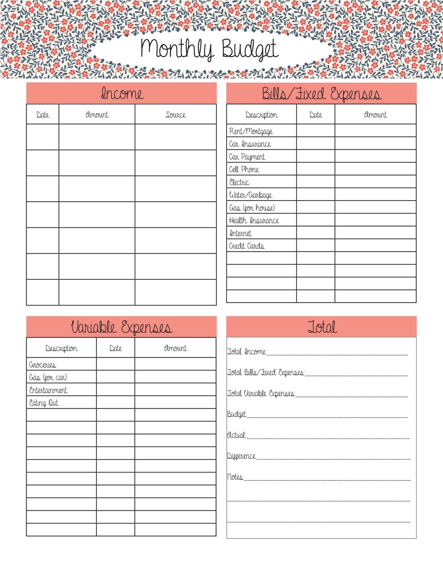 Pin By Melissa Hopper On I Might Be Able To Do That Budget Planner 