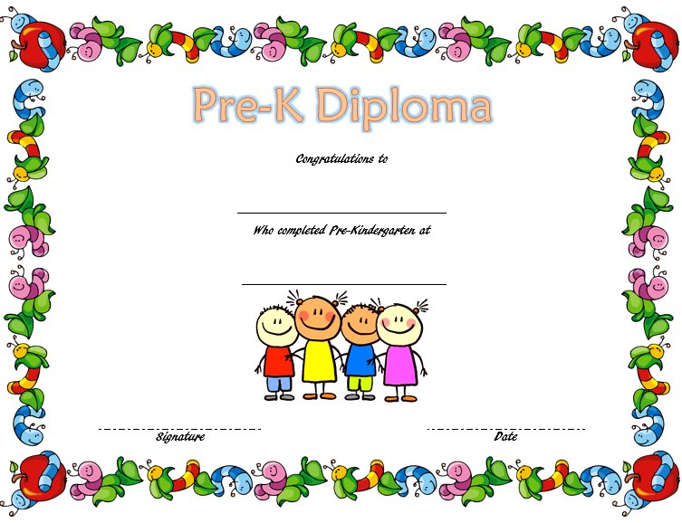 Pre Kindergarten Diploma Template FREE 2 Kindergarten Diploma Free