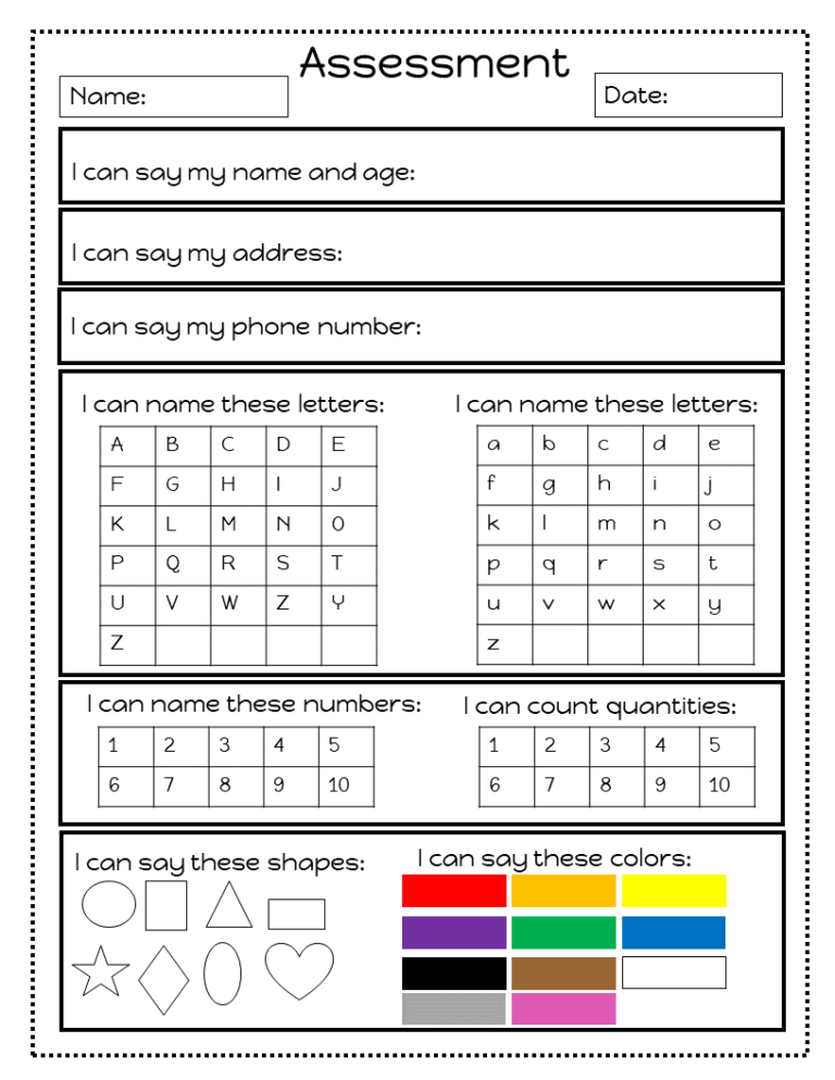 Preschool Assessments Preschool Assessments Preschool Assessment