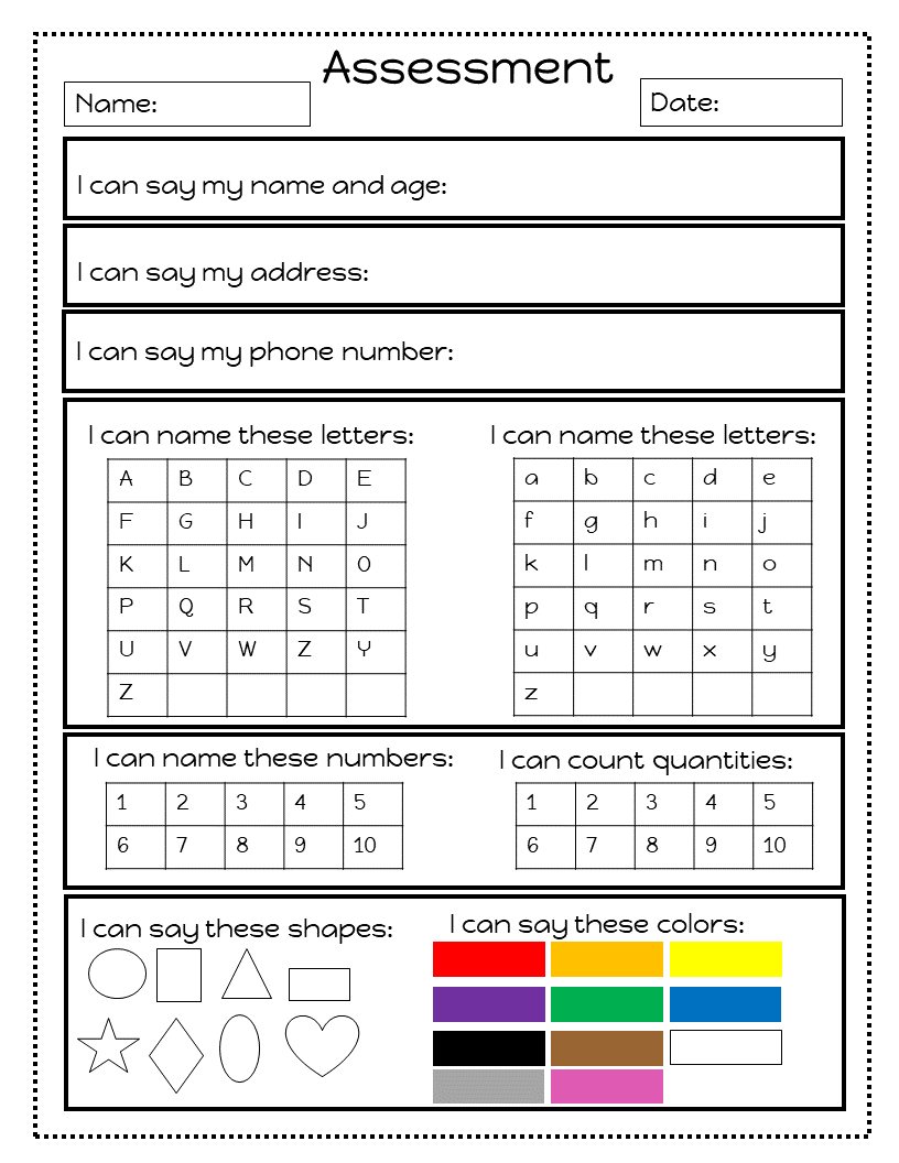 Preschool Assessments Preschool Assessments Preschool Assessment 