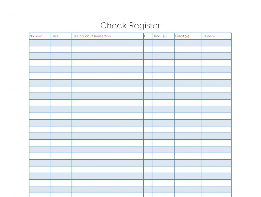 Printable Check Register Template Business