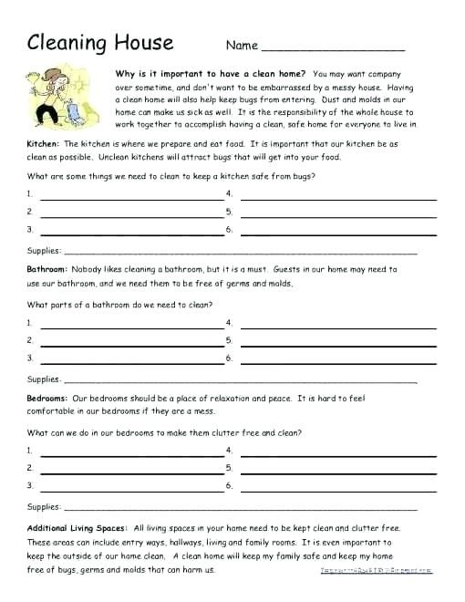Printable Independent Life Skills Worksheets Empowered By Them Cleaning 