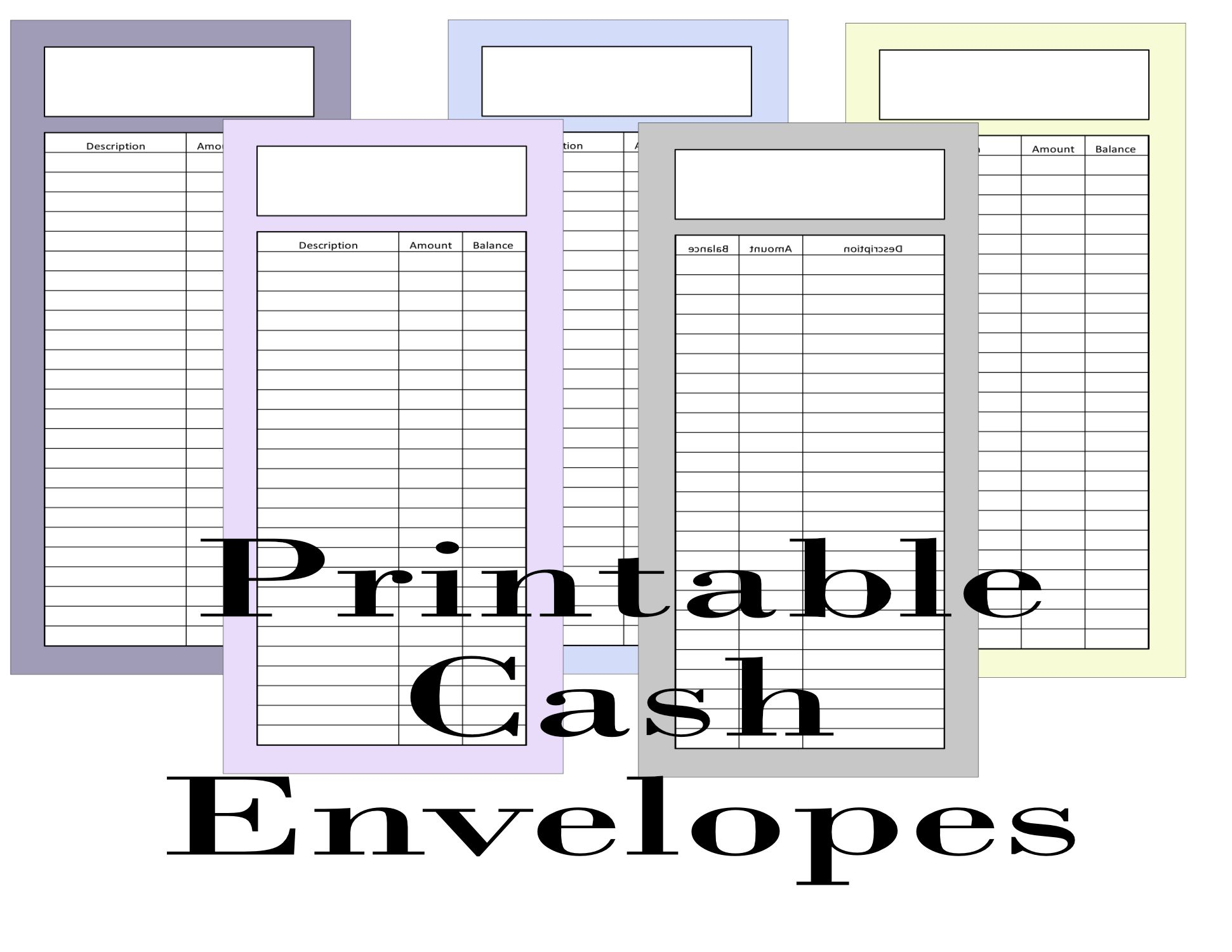 Printable PDF Cash Envelopes Set Of 5 Budget Planning Etsy Cash