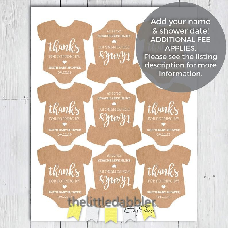 Printable Thanks For Popping By Kraft Brown Baby Shower Mini Etsy In 